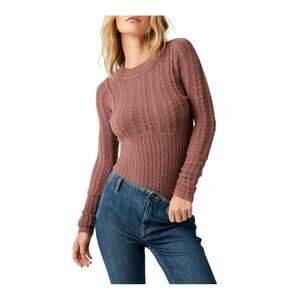 NEW Free people keep me warm bodysuit sweater mink brown extra large